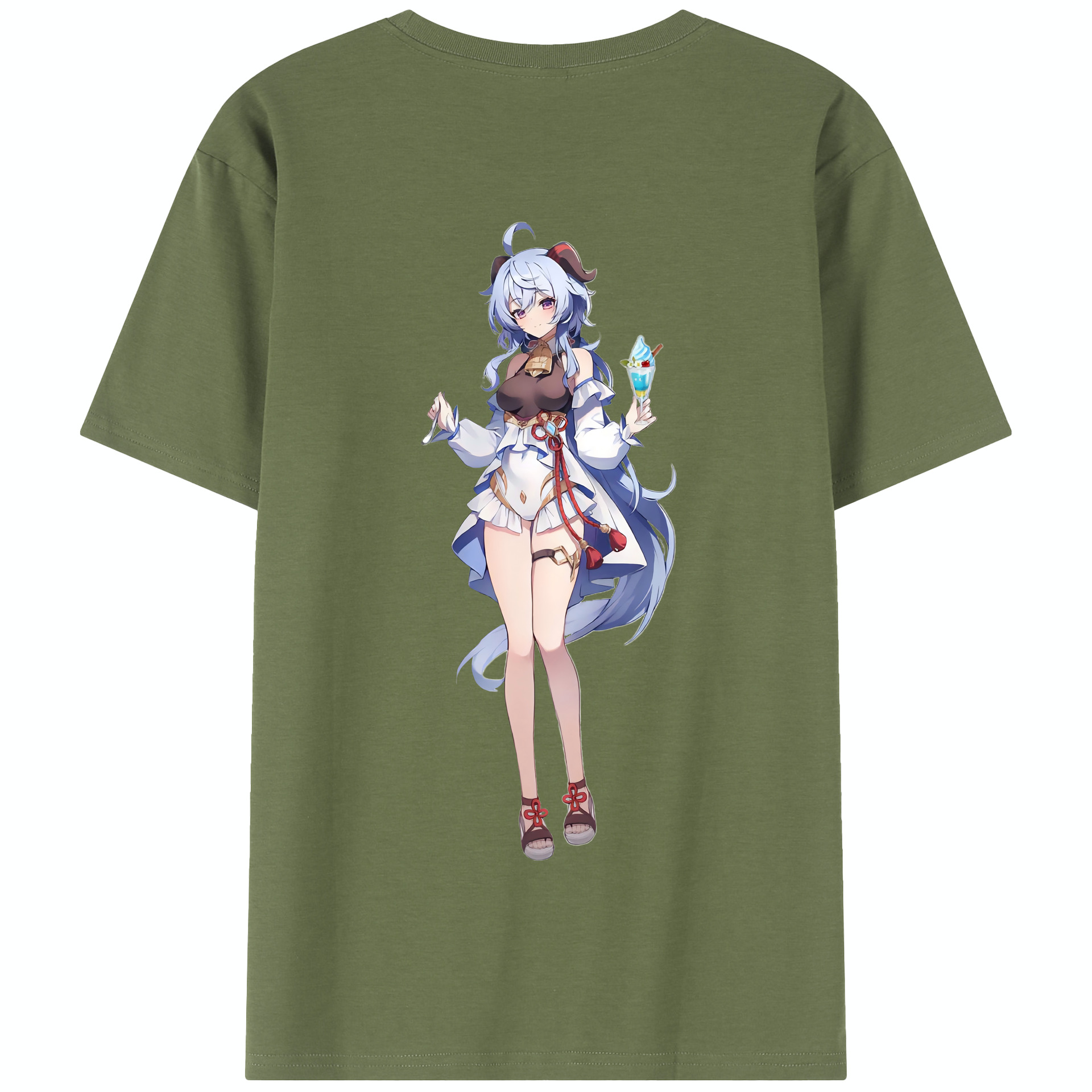 げんし神 甘雨 かんう genshin Ganyu 綿100％半袖Tシャツ（背面プリント）